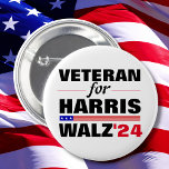 Bóton Redondo 5.08cm Veteranos Personalizados para a Eleição de Harris<br><div class="desc">Veteranos Personalizados para a Eleição de Harris Waltz 2024</div>