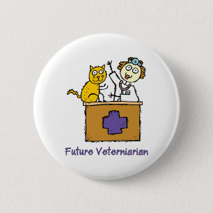 Bóton Redondo 5.08cm Veterinário Futuro - Rapariga com Cat