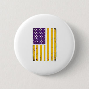 Bóton Redondo 5.08cm Vetor de bandeira americana roxa e dourada desgast