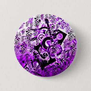 Bóton Redondo 5.08cm Viagem da música, rochas Purple_