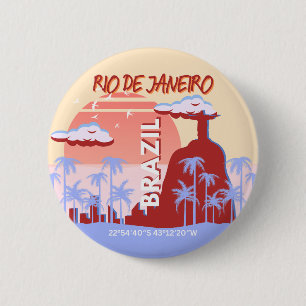 Bóton Redondo 5.08cm Viagem de Arte do Brasil do Rio de Janeiro - Poste