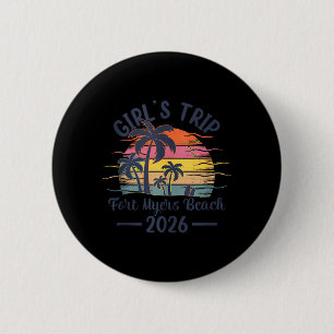 Bóton Redondo 5.08cm Viagem de Meninas para Fort Myers Beach 2026 Pôr d