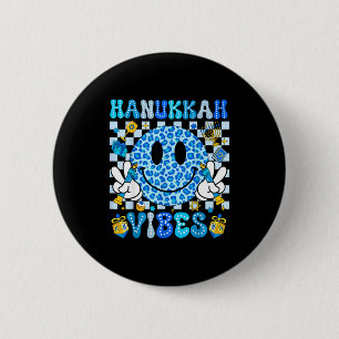 Bóton Redondo 5.08cm Vibrações de Hanukkah Rosto Sorridente Groovy Feri