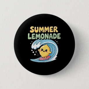 Bóton Redondo 5.08cm Vibrações de Limonada de Verão Surfando a Onda de