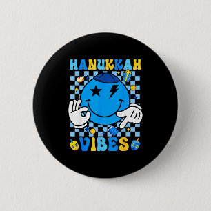 Bóton Redondo 5.08cm Vibrações Maravilhosas de Hanukkah Chanukah Pijama