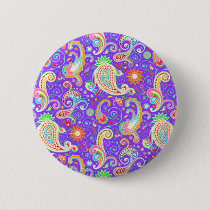 Bóton Redondo 5.08cm Vibrante paisley psicodélico