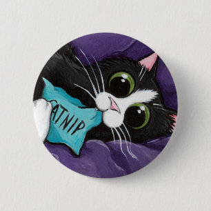 Bóton Redondo 5.08cm Viciado do Catnip - botão da arte do gato