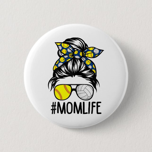 Bóton Redondo 5.08cm Vida de Mãe Softll Volei Dia das Mães Coque Desarr (Frente)