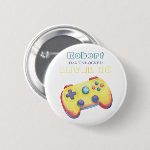 Bóton Redondo 5.08cm Video Game Aquarela Aniversário de Crianças