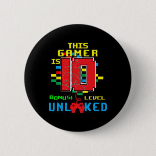 Bóton Redondo 5.08cm Vídeo Jogo de Camisa do 10º aniversário Desbloquea