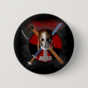 Bóton Redondo 5.08cm VIKING - Shield Skull