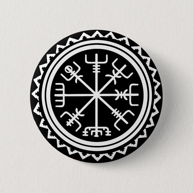 Bóton Redondo 5.08cm Viking Vegvisir Compass Náutico (Frente)