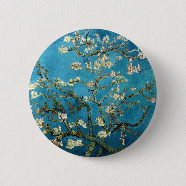 Bóton Redondo 5.08cm Vincent van Gogh, Amendoeira em Flor (Frente)