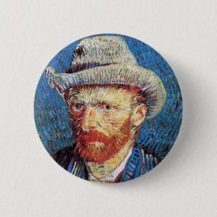 Bóton Redondo 5.08cm Vincent Van Gogh autorretrato com chapéu de feltro