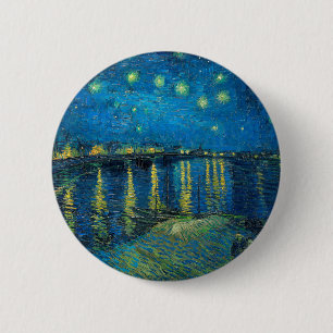 Bóton Redondo 5.08cm Vincent Van Gogh Noite Estrelada Sobre o Ródano