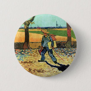 Bóton Redondo 5.08cm Vincent Van Gogh - Pintor a Caminho do Trabalho