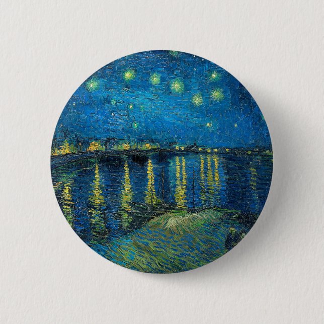 Bóton Redondo 5.08cm Vincent Van Gogh Starry Night Over the Rhone (Frente)
