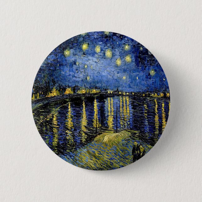 Bóton Redondo 5.08cm Vincent Van Gogh Starry Night Over The Rhone 1888 (Frente)