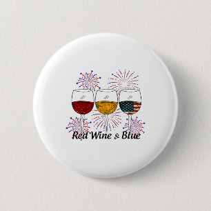 Bóton Redondo 5.08cm Vinho Vermelho E Azul 4 De Julho Vinho Branco
