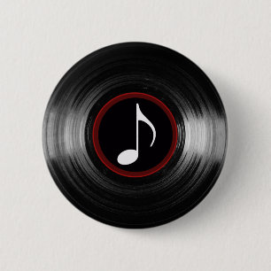 Bóton Redondo 5.08cm vinil e nota musical