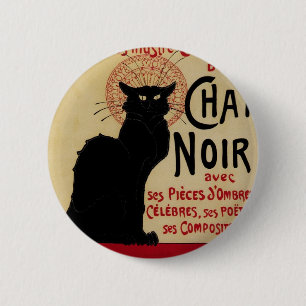 Bóton Redondo 5.08cm Vintage Art Nouveau, Ce Soir Chat Noir Black Cat