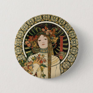 Bóton Redondo 5.08cm Vintage Art Nouveau Mucha Trappestine Poster