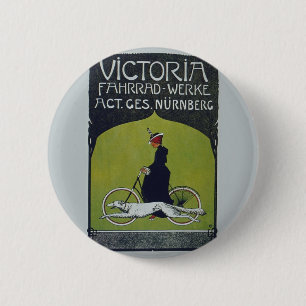 Bóton Redondo 5.08cm Vintage Bicicleta Dama e Cão