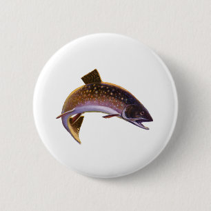 Bóton Redondo 5.08cm Vintage Brook Trout Fish, pescador desportivo
