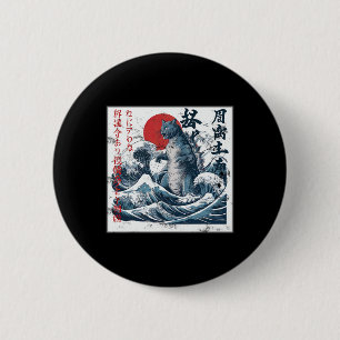 Bóton Redondo 5.08cm Vintage Catzilla Cat Japonês Art Engraçado Cat