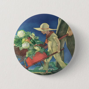 Bóton Redondo 5.08cm Vintage Child, Organic Gardening; Victory Garden