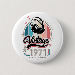Bóton Redondo 5.08cm Vintage desde fones de ouvido de 1971