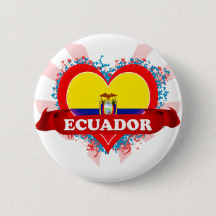Bóton Redondo 5.08cm Vintage eu amo Equador