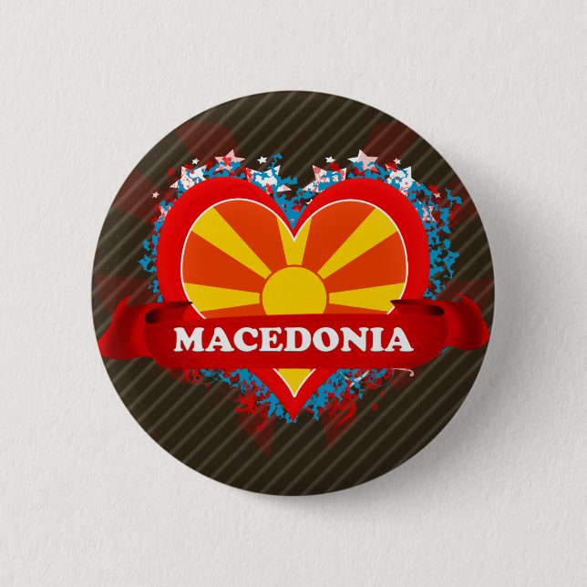 Bóton Redondo 5.08cm Vintage eu amo Macedónia (Frente)
