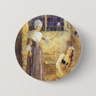 Bóton Redondo 5.08cm Vintage Fairy Tale Cinderella com Fada Godmama