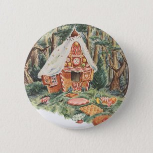 Bóton Redondo 5.08cm Vintage Fairy Tale, Hansel e Gretel Candy House