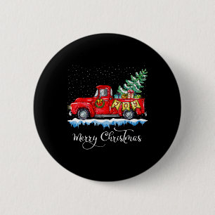 Bóton Redondo 5.08cm Vintage Felry Christmas Red Truck Old Fashiked Ch
