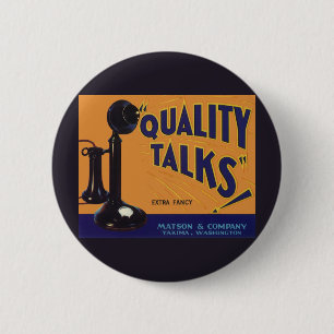 Bóton Redondo 5.08cm Vintage Fruta Rótulo Arte, Telefone Antigo