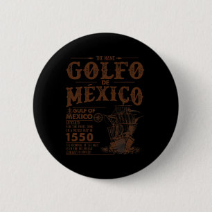 Bóton Redondo 5.08cm Vintage Golfo Do México Nome Do Mapa Origem Desde