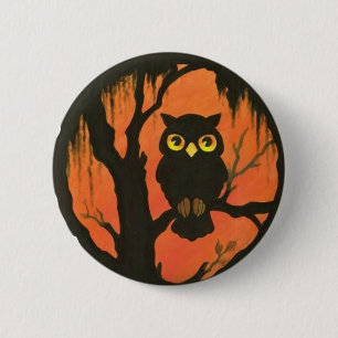 Bóton Redondo 5.08cm Vintage Halloween Hoot Owl Round Button