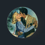 Bóton Redondo 5.08cm Vintage Love and Romance, Christmas Dance<br><div class="desc">Vintage illustration love and romance image featuring a man and a woman on a romantic date dancing to the music on the radio by a Christmas tree.</div>