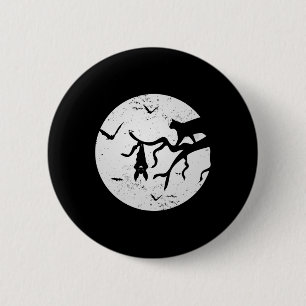 Bóton Redondo 5.08cm Vintage, Lua Cheia, Árvore Gato Bat Spooky Hallowe