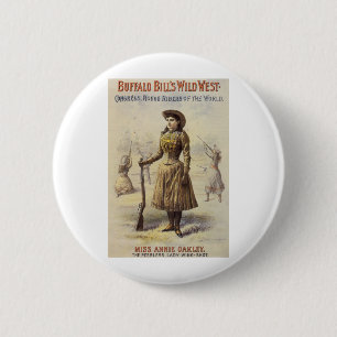 Bóton Redondo 5.08cm Vintage Miss Annie Oakley, Cowgirl Ocidental