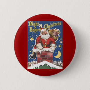 Bóton Redondo 5.08cm Vintage Papai Noel, noite de Twas antes do Natal