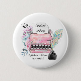 Bóton Redondo 5.08cm Vintage Pink Typewrite Creative Escrevendo