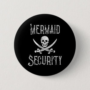 Bóton Redondo 5.08cm Vintage Pirate Mermaid Security Protetores de Merm