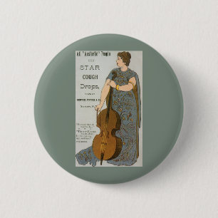 Bóton Redondo 5.08cm Vintage Product Label, Star Cough Drops with Cello