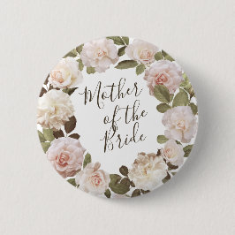 Bóton Redondo 5.08cm Vintage Rosas Francesas Mãe do Botão Bride