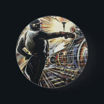 Bóton Redondo 5.08cm Vintage Science Ficting Máquinas Físicas do Sci Fi<br><div class="desc">Imagem de ficção científica com ilustração em Vintage apresentando uma cena de fabricação futurista com máquinas de direcionar robôs funcionando.</div>