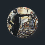 Bóton Redondo 5.08cm Vintage Science Ficting Máquinas Físicas do Sci Fi<br><div class="desc">Imagem de ficção científica com ilustração em Vintage apresentando uma cena de fabricação futurista com máquinas de direcionar robôs funcionando.</div>
