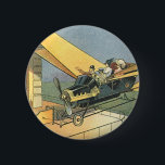 Bóton Redondo 5.08cm Vintage Science Fiction Steampunk Carro Convertíve<br><div class="desc">Ilustração venenosa viagem futurista vitoriana e ficção científica de transporte design com asas a vapor-punk apresentando um carro voador conversível. O motorista está prestes a aterrissar seu carro futurista (ou é um avião) na loja de chocolate no futuro. Um clássico design de ficção científica de quadrinhos retrô.</div>